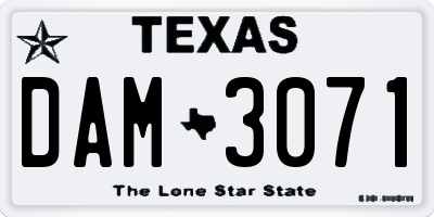 TX license plate DAM3071