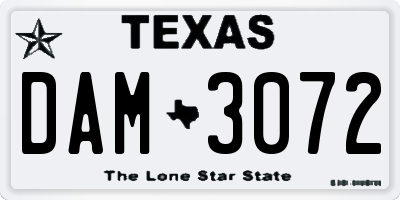 TX license plate DAM3072