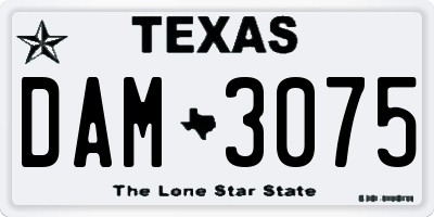 TX license plate DAM3075