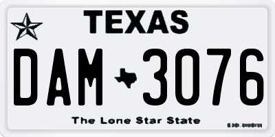 TX license plate DAM3076