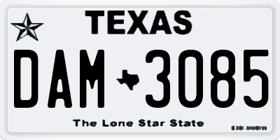 TX license plate DAM3085