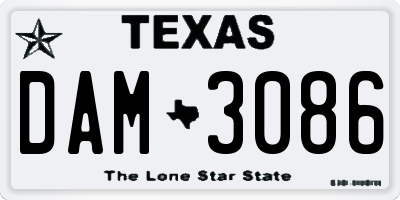 TX license plate DAM3086