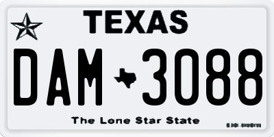 TX license plate DAM3088