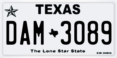 TX license plate DAM3089