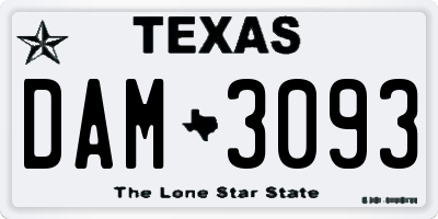 TX license plate DAM3093