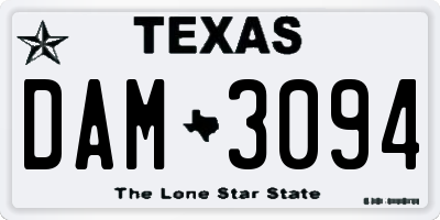 TX license plate DAM3094
