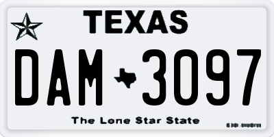 TX license plate DAM3097