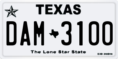 TX license plate DAM3100