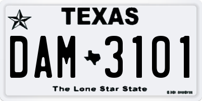 TX license plate DAM3101
