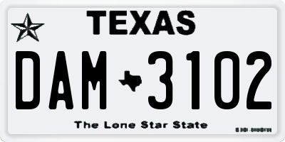 TX license plate DAM3102