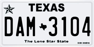 TX license plate DAM3104