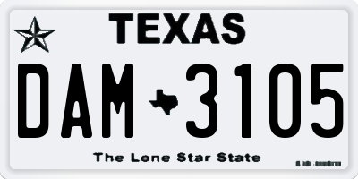 TX license plate DAM3105
