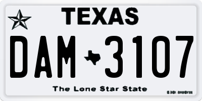 TX license plate DAM3107