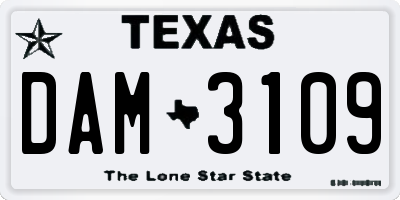 TX license plate DAM3109