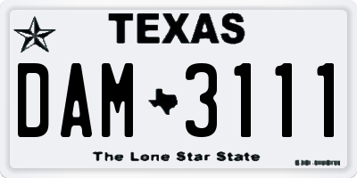 TX license plate DAM3111