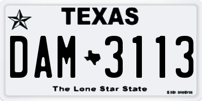 TX license plate DAM3113