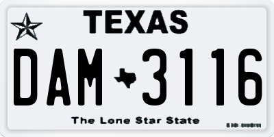 TX license plate DAM3116