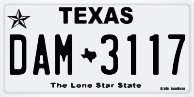 TX license plate DAM3117