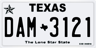 TX license plate DAM3121
