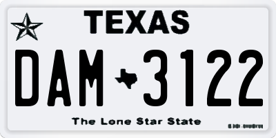 TX license plate DAM3122