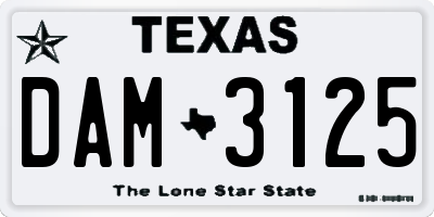 TX license plate DAM3125