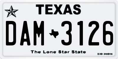TX license plate DAM3126