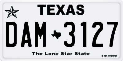 TX license plate DAM3127