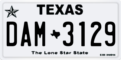 TX license plate DAM3129