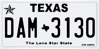 TX license plate DAM3130