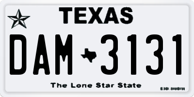 TX license plate DAM3131