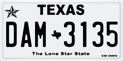 TX license plate DAM3135