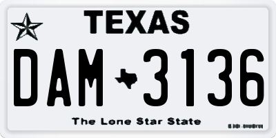 TX license plate DAM3136