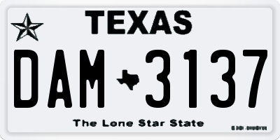 TX license plate DAM3137