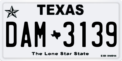 TX license plate DAM3139