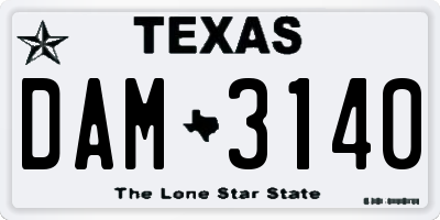 TX license plate DAM3140
