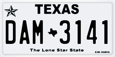 TX license plate DAM3141