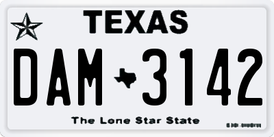 TX license plate DAM3142