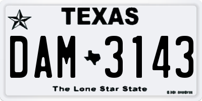 TX license plate DAM3143