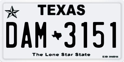 TX license plate DAM3151