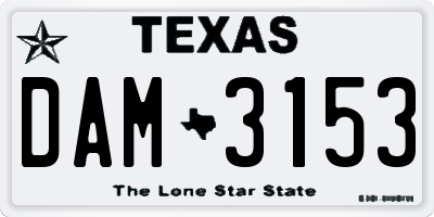 TX license plate DAM3153