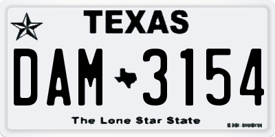 TX license plate DAM3154