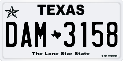 TX license plate DAM3158