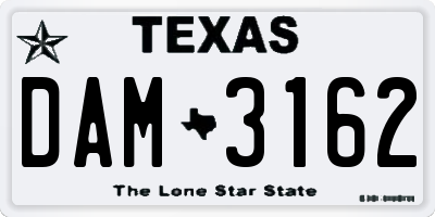 TX license plate DAM3162