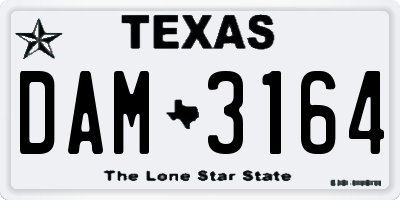 TX license plate DAM3164