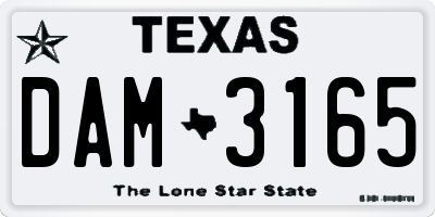 TX license plate DAM3165