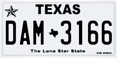 TX license plate DAM3166