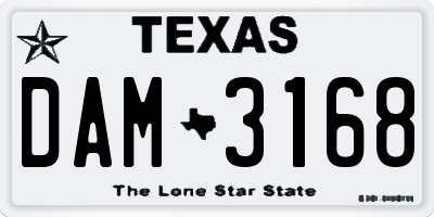 TX license plate DAM3168