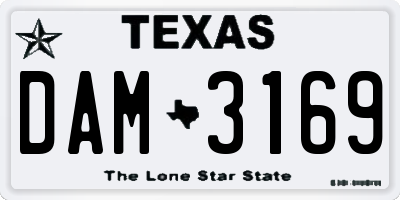 TX license plate DAM3169