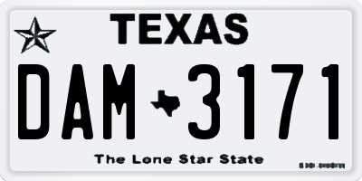 TX license plate DAM3171