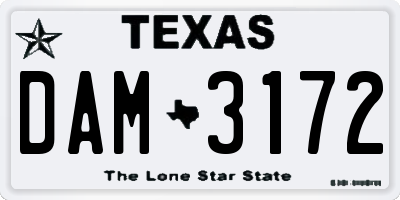 TX license plate DAM3172